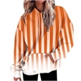 thumbnail image 1 of Plus Size Striped Hoodies for Women with Pocket Drop Shoulder Long Sleeve Drawstring Oversized Hoody Sweatshirt Tops (4XL, Orange), 1 of 5