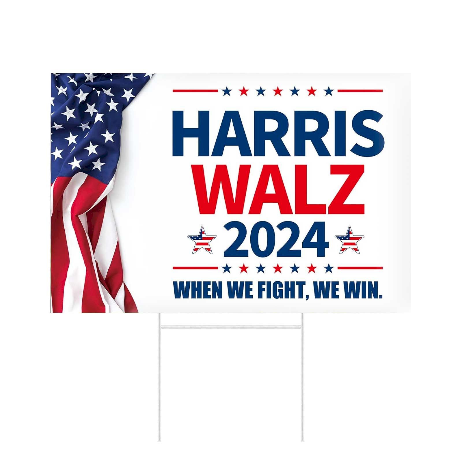 Bargains! Probsin Walz 2024 Yard Sign Double 18" X 12" When We Fight We