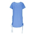 thumbnail image 1 of Fashion SMihono Bathing Suit Cover Ups for Women Bikini Swimsuit Coverup Casual Loose Beach Shirt Dress with Drawstring Blue XL, 1 of 9