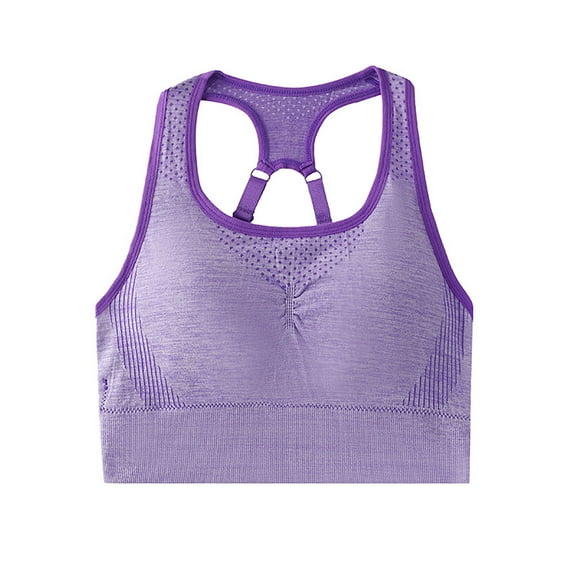 Fashion SMihono Bras for Women No Underwire - Seamless Bras for Women, Wireless Bra, Adjustable Wirefree Bra Upper Support Air Gathering Fixed Cup Sports Bra Purple XL