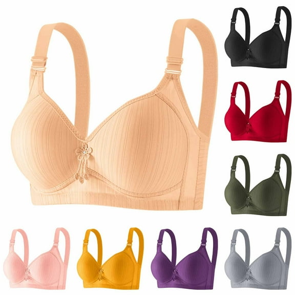 Fashion SMihono Bras for Women Front Closure No Underwire Women's Front Closure Bra Underwire Plus Size Bras Solid Padded Army Green 38