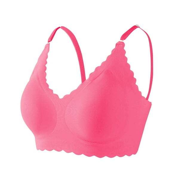 Fashion SMihono Cute Scalloped Bras for Women No Underwire Seamless Comfort Bralettes for Women with Support Everyday Plunge Bra Hot Pink S