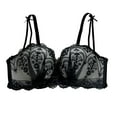 thumbnail image 1 of Fashion SMihono Full Coverage Push Up Bras for Women Sexy Sheer Balconette No Underwire Unlined Lace Bra Minimizer Bra for Petite Black L, 1 of 9