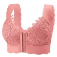 thumbnail image 1 of Fashion SMihono Lace Padded No Underwire Comfort Push Up Bra with Zip Front Plus Size Seamless Front Snap Wireless Bras Women 2025 Fashion Pink XXXXXL, 1 of 5