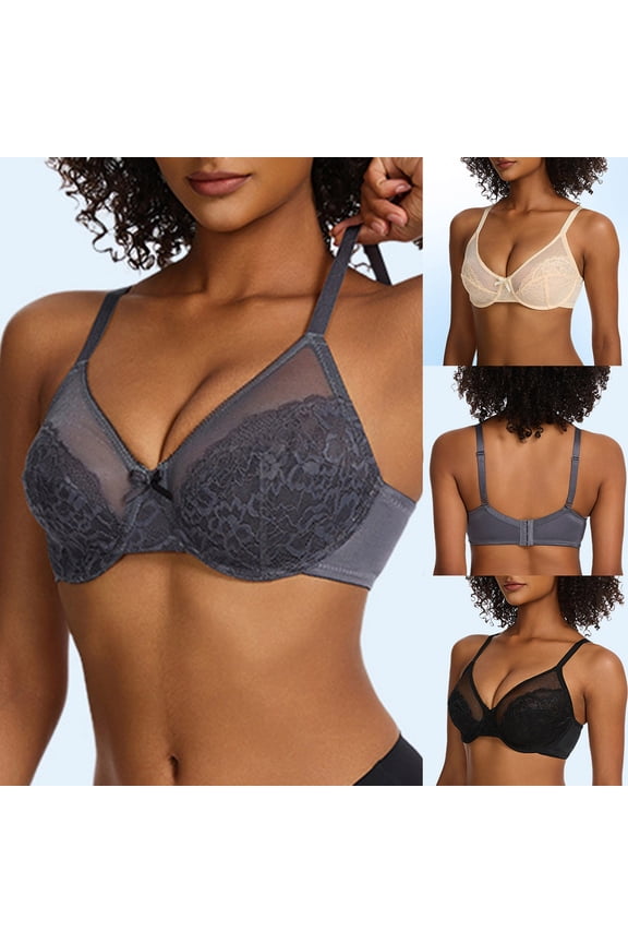 Fashion SMihono Minimizer Bras for Women,No Awkward Gaps,Shoulder Digging or Red Mark,Bra Full Coverage for Heavy Breast Black 44/100F