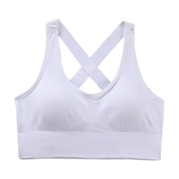 Fashion SMihono Sports Bra for Women High Support, Criss-Cross Back Padded Strappy Sports Bras Yoga Bra with Removable Cups White M