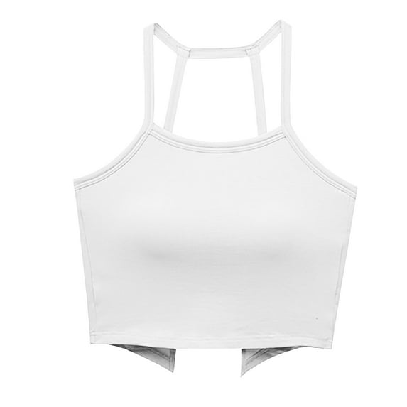 Fashion SMihono Sports Bras Athletic Tank Tops for Women Halter Running Seamless Cute Crop Top Basics Workout Underwear White S