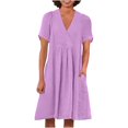 thumbnail image 1 of SMihono Women's Flowy Cotton Linen Midi Dress Summer Beach Casual Loose Sleeveless Baggy A Line Dress with Pockets Purple S, 1 of 6