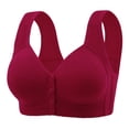 thumbnail image 1 of Fashion SMihono Women's Front Closure No Underwire Bras Beauty Back Push Up Stretch Everyday Bra Comfort Breathable Tank Bralettes Wine XXL, 1 of 8