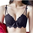 thumbnail image 1 of Fashion SMihono Women's Lace Sexy Underwire Mesh Bra Front Bow Tie Back Closure Full Coverage Sheer Plus Size Unpadded Bras Black 34/75AB, 1 of 4
