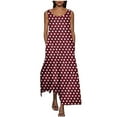 thumbnail image 1 of Fashion SMihono Women's Ploka Dots Flowy Maxi Dress with Pockets, Elegant 2025 Summer Loose Crew Neck Sleeveless A-Line Swing Dresses Wine XXL, 1 of 5