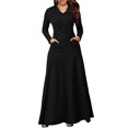 thumbnail image 1 of SMihono Womens Long Sleeve Drawstring Hooded Maxi Sweatshirt Dress Fall Winter Solid Oversized Swing Dress with Pockets Black L, 1 of 5