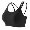 thumbnail image 1 of Fashion SMihono Womens Seamless Strappy Longline Sports Bra - Medium Support Scoop Neck Criss Cross Padded Yoga Workout Cami Black S, 1 of 5