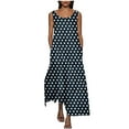 thumbnail image 1 of Fashion SMihono Womens Summer Maxi Dresses 2025 Flowy V Neck Sleeveless Swing Casual Tiered Beach Sundress with Pockets Navy L, 1 of 5