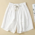 thumbnail image 1 of Shorts for Women Womens Elastic Waist Drawstring Shorts Summer Casual Solid Loose Wide Leg Short Pants Breathable Cotton Linen Ladies Shorts with Pocket, 1 of 6