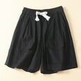 thumbnail image 1 of Shorts for Women Womens Elastic Waist Drawstring Shorts Summer Casual Solid Loose Wide Leg Short Pants Breathable Cotton Linen Ladies Shorts with Pocket, 1 of 6