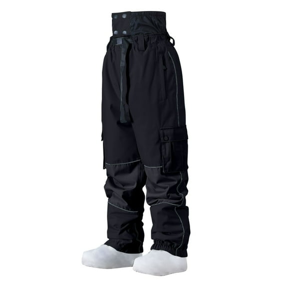 Deals Ski Bib Pants Men's and Women's Snowboard Winter Windproof Warm Denim Ski Pants Jumpsuit Ski Pants Black