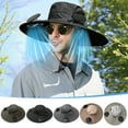 thumbnail image 1 of Deals Solar Fan Hat Summer Solar USB Charging Fan Hat for Men - Sun Protection Cooling Fisherman Hat with Mesh & Strong Wind,Black, 1 of 5