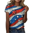 thumbnail image 1 of Clean Women's Independence Day T-Shirt Usa Flag Star Stripe Tops Round Neck Short Sleeve Tee Shirts Plus Size Tunic Blouses Lounge Dressy Patriotic T-Shirts Summer Going Out Vacation Costume, 1 of 5