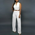 thumbnail image 1 of Wycnly Womens Jumpsuits Casual Business Button up Pocket Long Jumpsuits with Pocket Trendy Solid Lapel Sleeveless Maxi Rompers for Women, 1 of 7