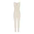 thumbnail image 1 of Wycnly Rompers for Women Comfy Knitted Ribbed Workout Sports Yoga Slim Jumpsuits Casual Crewneck Sleeveless Formal Solid Long Womens Jumpsuits on, 1 of 5