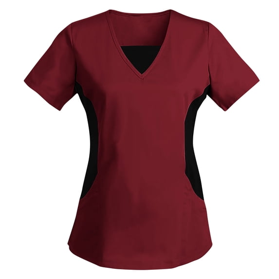 Summer Scrubs for Women V Neck Short Sleeve Tees Medical Scrub Tops Tshirt Soft Stretch Mock Wrap Top Nurse Tunics Shirt Workwear with Pockets