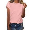 thumbnail image 1 of Summer Tops For Women Solid Classic T-Shirt Round Neck Tees Cap Sleeve Shirts Loose Relaxed Fit Tunic Blouses Pullover Sweater Blouse Dressy Causal Tee Shirts Beach Holiday Outfits, 1 of 5