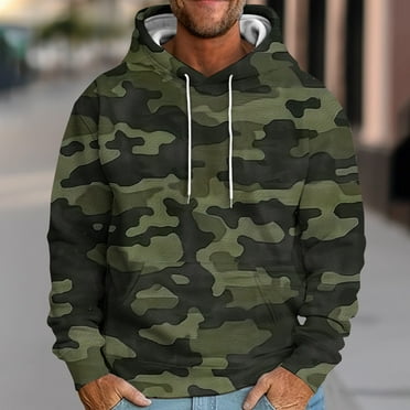 Deals of The Day Clearance TMOYZQ Hoodies for Men, Camouflage Graphic Pullover Hoodies Loose Fit Long Sleeve Casual Hooded Sweatshirt Tops with Drawstring