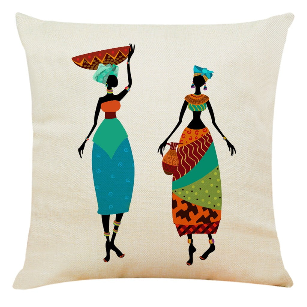 Africa Painting Art Impression Exotic Style Throw Pillow Cotton Linen  African Dancer Cushion For Sofa Home