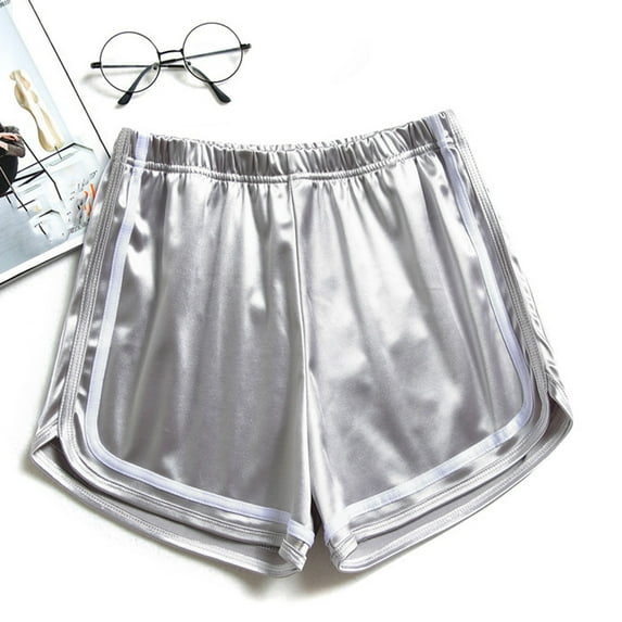 Abomasnow Womens Metallic Shorts Lightweight Elastic Waist Shiny Sparkly Shorts Comfortable Wide Leg Smooth Shorts for Athletic Workout Gym Green