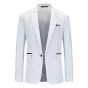 Deals of Today! Miqool Mens Classic Fit One Button Suit Jacket Lightweight Business Casual Sport Coats Tuxedo Jacket with Pockets for Daily Wedding Prom Party
