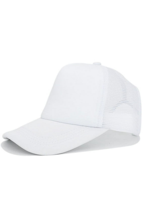 Baseball Cap Plain Blank Neon Trucker Hat 5 Panel Summer Baseball Cap Mesh Back Snapback Adjustable White