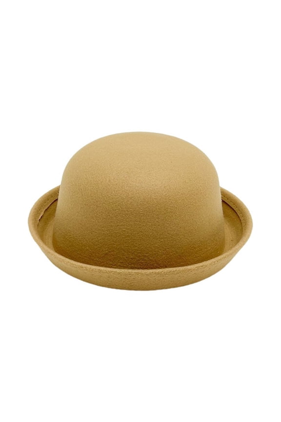 Elegant Adults Solid Hat Roll Up Brim Panama Bowler Hat Bucket Hat Mens Womens Classic Wool Round Bowler A Hat Khaki