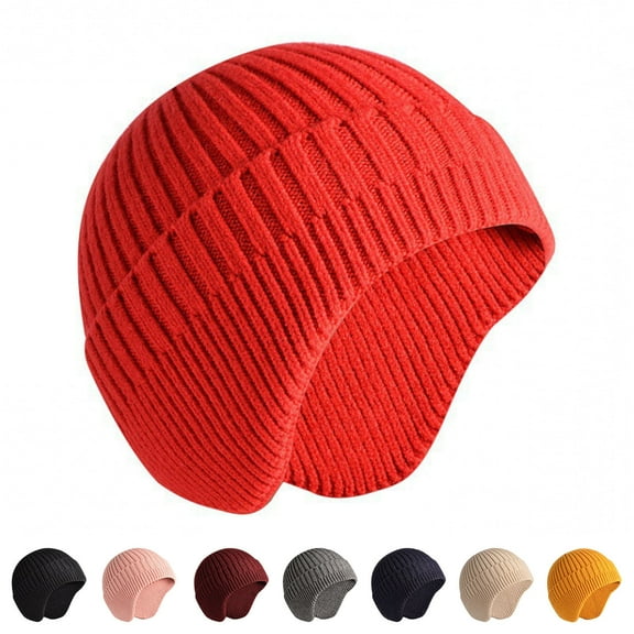 UTSJKR Knit Beanie with Earflap Warm Winter Hat Soft Lightweight Stocking Cap for Men Women Youth Cold Weather Outdoor Gray