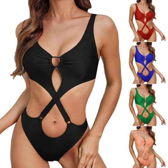 UTSJKR Monikini Swimsuit for Women Cut Out Swimwear Sexy Bathing Suit One Piece Swimming Suit Raceback Diving Suit Beachwear Black 8