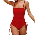 thumbnail image 1 of UTSJKR One Piece Swimsuit Women Bathing Suits Tummy Control Cheeky Tie Side High Cut One Piece Swimsuits Swimwear Red 16-18, 1 of 3