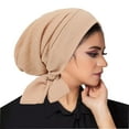 thumbnail image 1 of UTSJKR Pre Tied Bandanas Headscarf for Women - Solid Wave Comfy Caps Headwrap Chemo Turban Headwear Hats Beige, 1 of 2