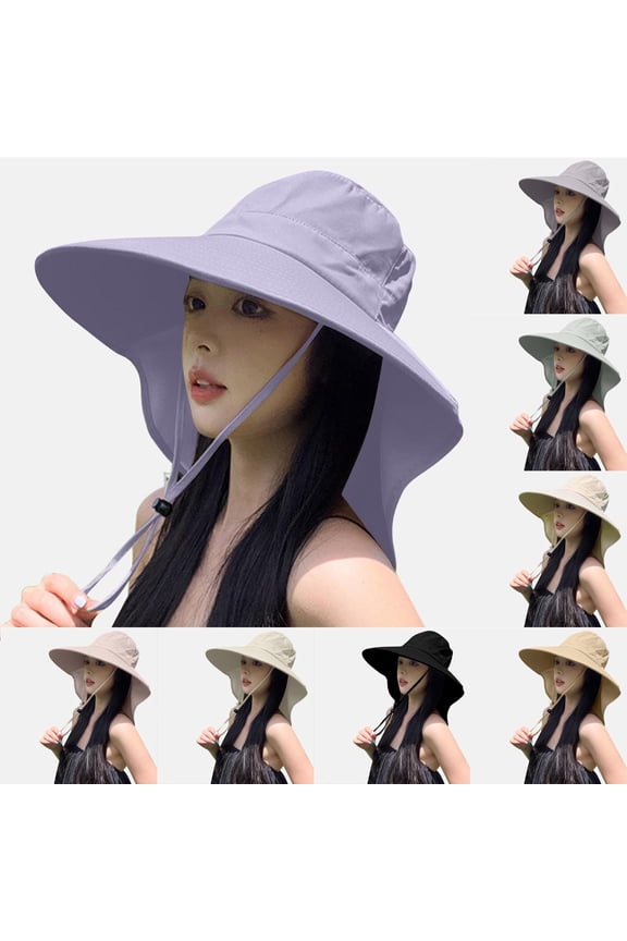 Sun Hats for Women with Neck Flap Ponytail Hole Women Sun Hats Rollable UV Protection Fishing Hats Wide Brim UPF 50+ Pink