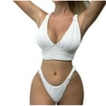 thumbnail image 1 of UTSJKR Triangle Bikinis Sets for Women Sexy Cheeky Two Piece Plus Size Trendy Bikini Swimwear Halter String Bathing Suits White 6-10, 1 of 9