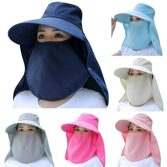 UTSJKR Wide Brim Sun Hat – Multifunctional UPF 50 Protection Bucket Fishing Hat Cap Waterproof Breathable Face Neck Flap Cover Folding Sun Hat Sky Blue