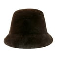 thumbnail image 1 of UTSJKR Winter Faux Fur Fuzzy Bucket Hat Fluffy Warm Hat Furry Fisherman Cap for Women Wide Brim Soft Fisherman Cap Coffee, 1 of 3