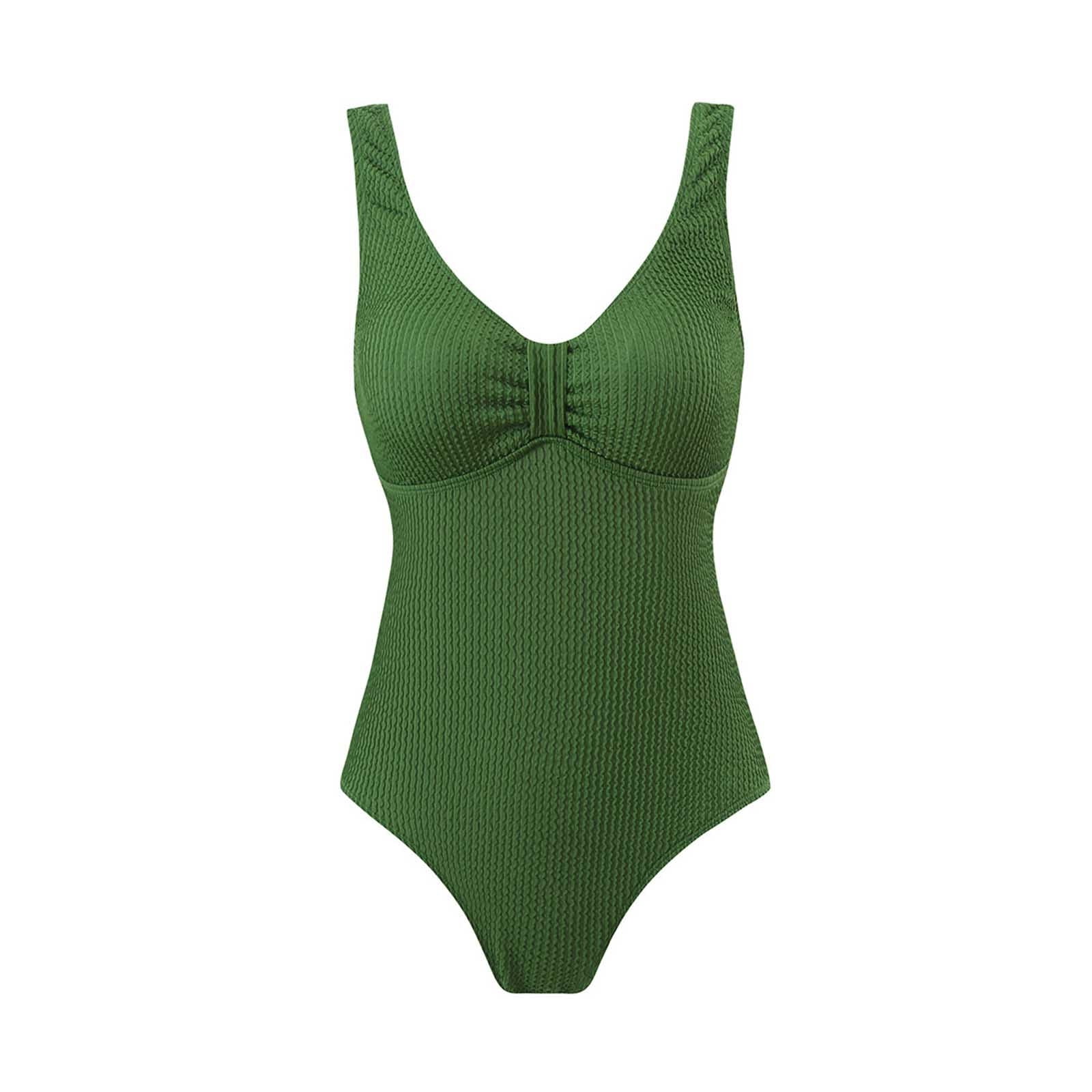 新品IDEE H& by POOL V-neck One-Piece Lace-Up Deep V-Neck One-Piece Swimsuit in Green - Retro