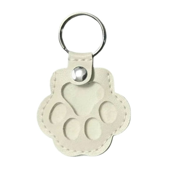 Danhjin Pet Memorial Keychain with Hair Storage Paw Shaped Leather Keyring for Cats/Dogs Hair Keepsake, Portable Pet Loss Gift for Purse & Backpack