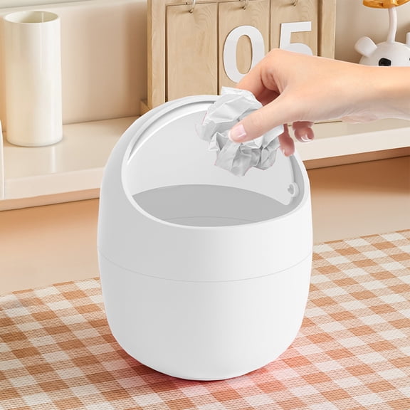 PEONAVET Trash Can Bedroom Mini Open Lid Trash Can Desktop Plastic Wastebasket Small Round Wastebasket Wall-mounted Trash Can Bathroom Kitchen Office Get 50% Off