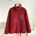 thumbnail image 1 of Usmixi Womens Fleece Coat Lamb Fleece Jacket for Women Fashion Color Block Stand Neck Soft Fuzzy Plush Coat Long Sleeve Full Zipper Pocket Outerwear Winter Fleece Coat, 1 of 7