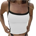 thumbnail image 1 of Usmixi Womens Tank Tops Sexy Slim Fit Spaghetti Strap Shirts Going out Cropped Camisole Tops Summer Trendy Color Patchwork Square Neck Sleeveless Shirts Blouse White l, 1 of 7