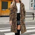 thumbnail image 1 of wycnly Womens Winter Faux Fur Coat Plush Overcoats for Women Fashion Striped Print Open Front Lapel Trench Jacket Cozy Soft Fuzzy Fleece Outerwear Coats Faux Fur Coat, 1 of 7