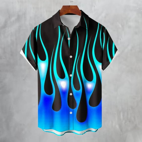 Abomasnow Hawaiian Shirt for Men Big & Tall Lapel Button Down Beath Shirts Casual Short Sleeve High Low Hem Vacation Shirts