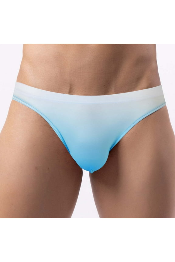 Men's Sexy Bulge Pouch G-String Thong Underwear Gradient Color Breathable Low Waist Bikini Briefs Moisture-Wicking Stretch Pante