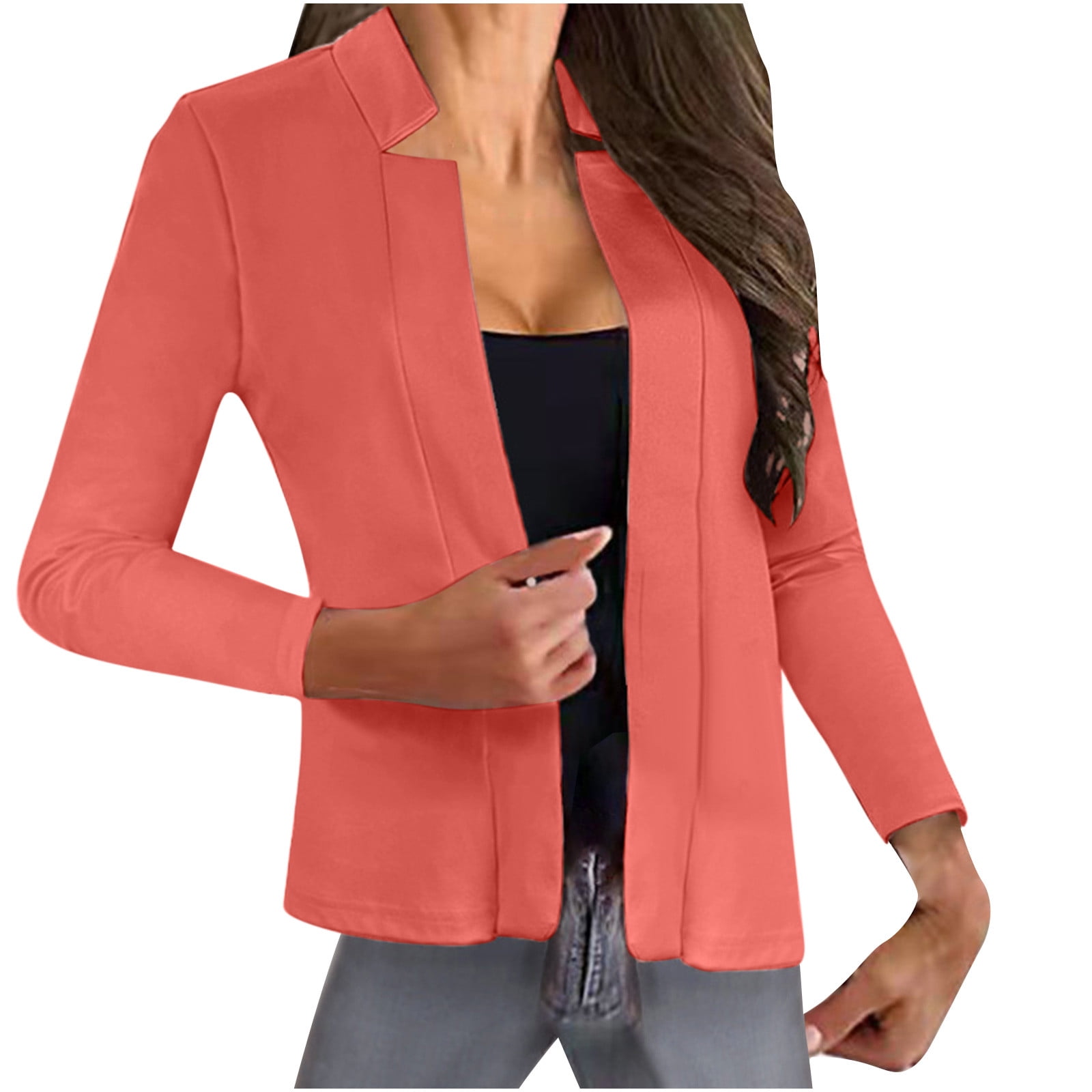 Deals of the Week ! BVnarty Discount Women's Jacket Coat Shacket Jacket  Casual Stand Collar Lightweight Leisure Office Suit Outerwear Winter  Fashion Top Plus Size Long Sleeve Solid Color Orange L 